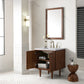 Amberly 30" Single Vanity, Mid-Century Walnut w/ 3 CM Arctic Fall Top