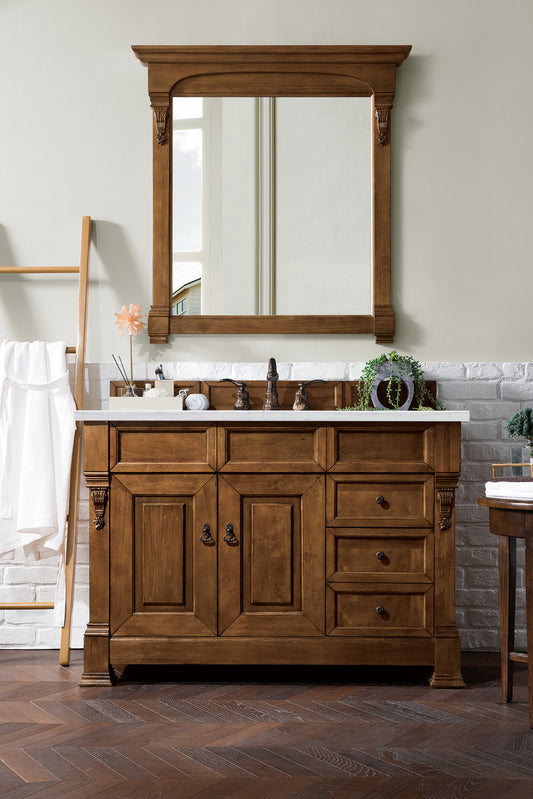 Brookfield 48" Single Vanity, Country Oak w/ 3 CM Arctic Fall Solid Surface Top