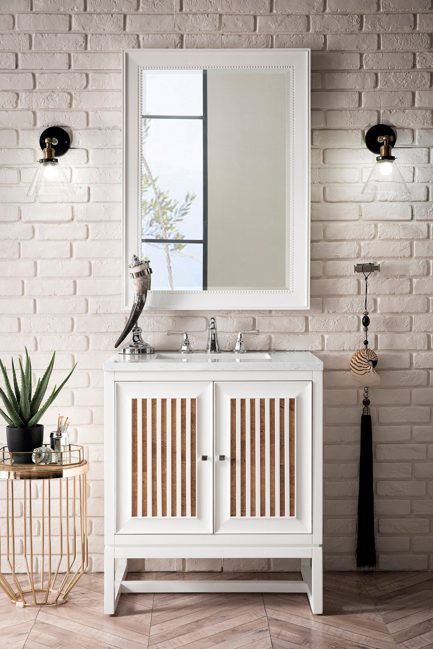 Athens 30" Single Vanity, Glossy White w/ 3 CM Carrara White Top