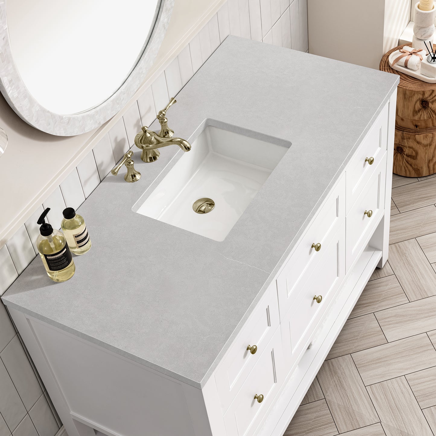 Breckenridge 48" Single Vanity, Bright White w/ 3 CM Eternal Serena Top