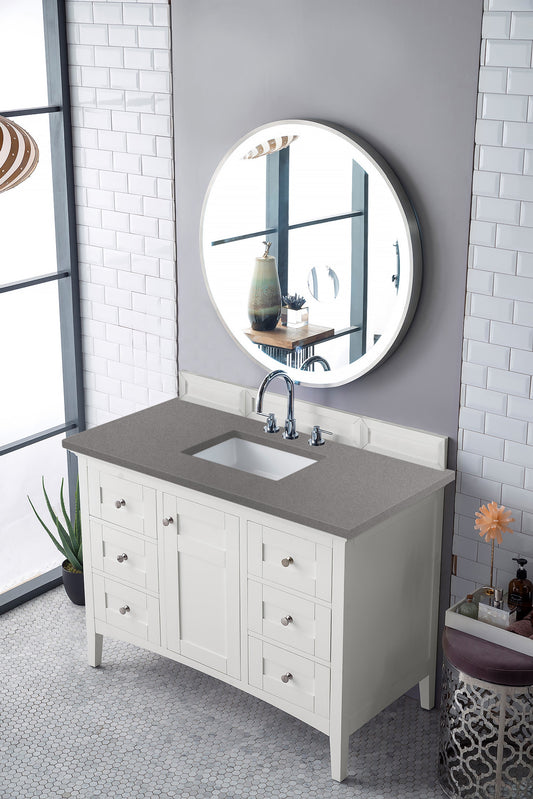 Palisades 48" Single Vanity, Bright White w/ 3 CM Grey Expo Quartz Top