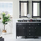 Brittany 60" Double Vanity, Black Onyx w/ 3 CM Carrara Marble Top