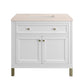 Chicago 36" Single Vanity, Glossy White w/ 3 CM Eternal Marfil Top