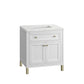 Chicago 30" Single Vanity, Glossy White w/ 3 CM Ethereal Noctis Top