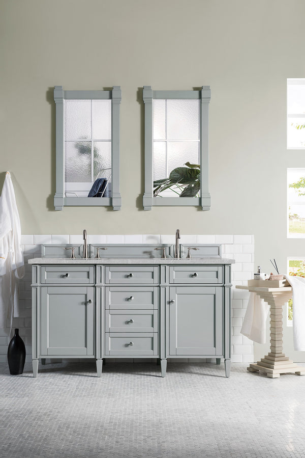 Brittany 60 Double Vanity, Urban Gray w/ 3 CM Eternal Serena Quartz Top