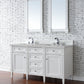 Brittany 60" Double Vanity, Bright White Vanity w/ 3 CM Eternal Serena Quartz Top