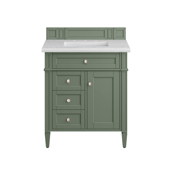 Brittany 30 Single Vanity, Smokey Celadon w/ 3 CM Arctic Fall Top