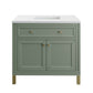 Chicago 36" Single Vanity, Smokey Celadon w/ 3 CM White Zeus Top