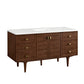 Amberly 60" Single Vanity, Mid-Century Walnut w/ 3 CM White Zeus Top