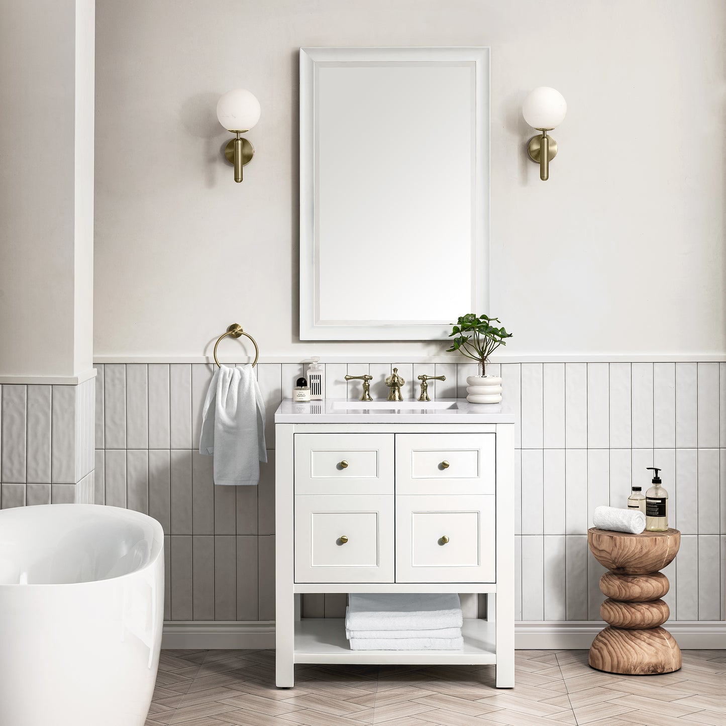 Breckenridge 30" Single Vanity, Bright White w/ 3 CM White Zeus Top