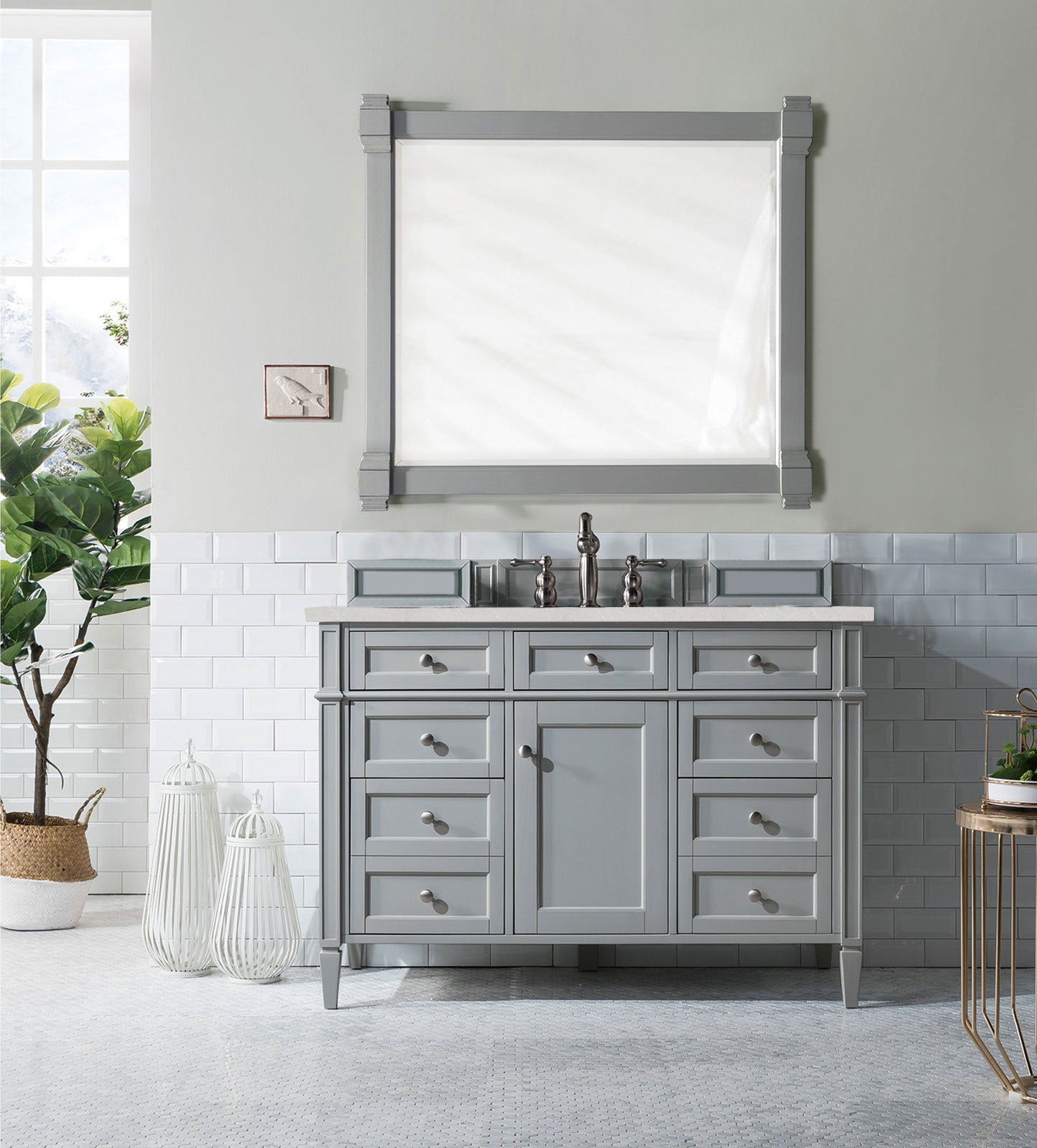 Brittany 48" Single Vanity, Urban Gray w/ 3 CM Eternal Serena Quartz Top