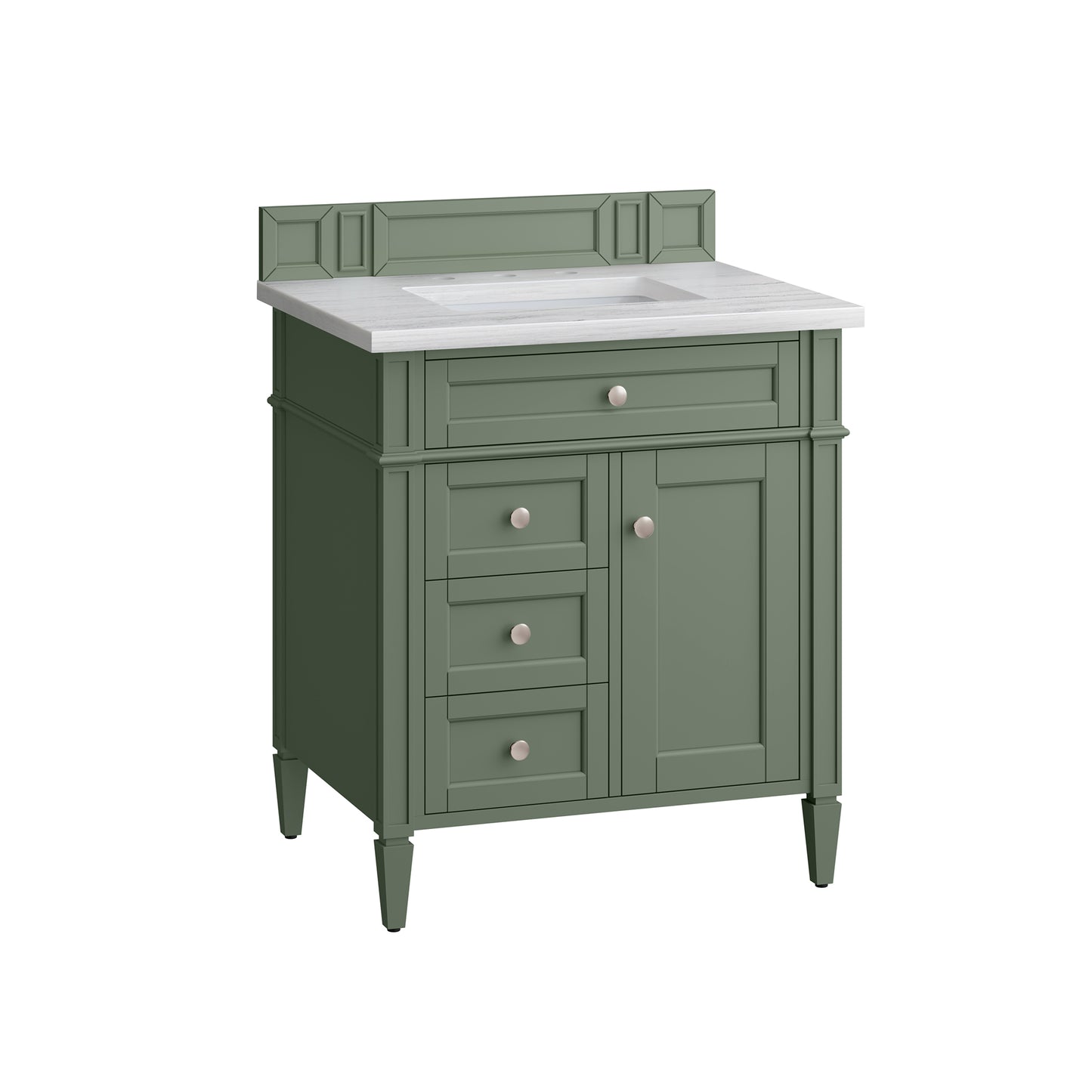 Brittany 30" Single Vanity, Smokey Celadon w/ 3 CM Arctic Fall Top