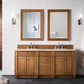 Bristol 72" Double Vanity, Saddle Brown w/ 3 CM Eternal Marfil Quartz Top