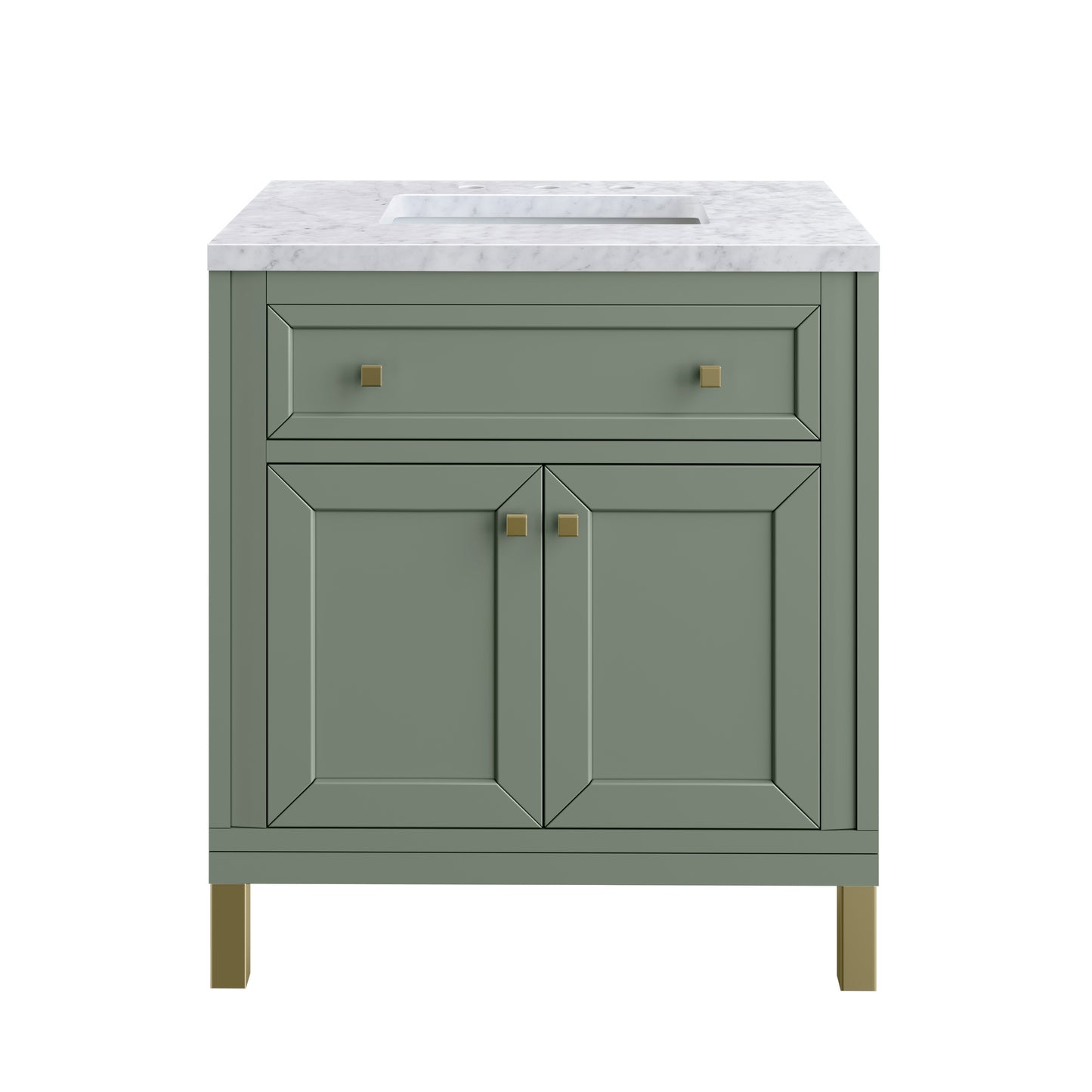 Chicago 30" Single Vanity, Smokey Celadon w/ 3 CM Carrara Marble Top