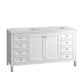 Chicago 60" Double Vanity, Glossy White w/ 3 CM Carrara Marble Top