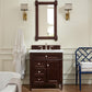 Brittany 30" Single Vanity, Burnished Mahogany, w/ 3 CM Ethereal Noctis Quartz Top