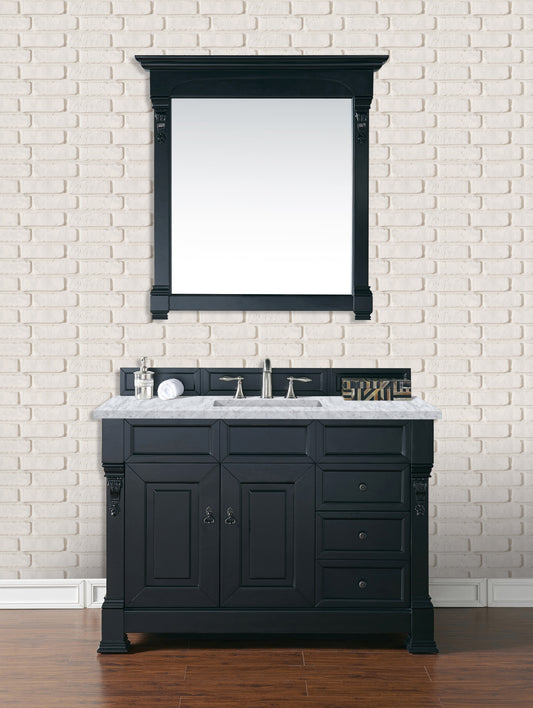 Brookfield 48" Single Vanity, Antique Black w/ 3 CM Carrara Marble Top