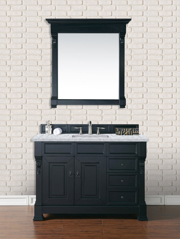 Brookfield 48 Single Vanity, Antique Black w/ 3 CM Carrara Marble Top