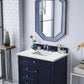 Brittany 36" Single Vanity, Victory Blue w/ 3 CM Ethereal Noctis Quartz Top