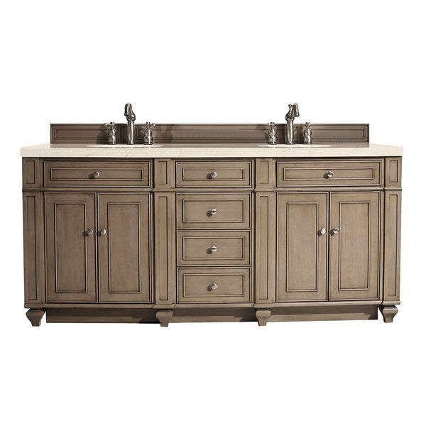 Bristol 72 Double Vanity, Whitewashed Walnut w/ 3 CM Eternal Marfil Quartz Top