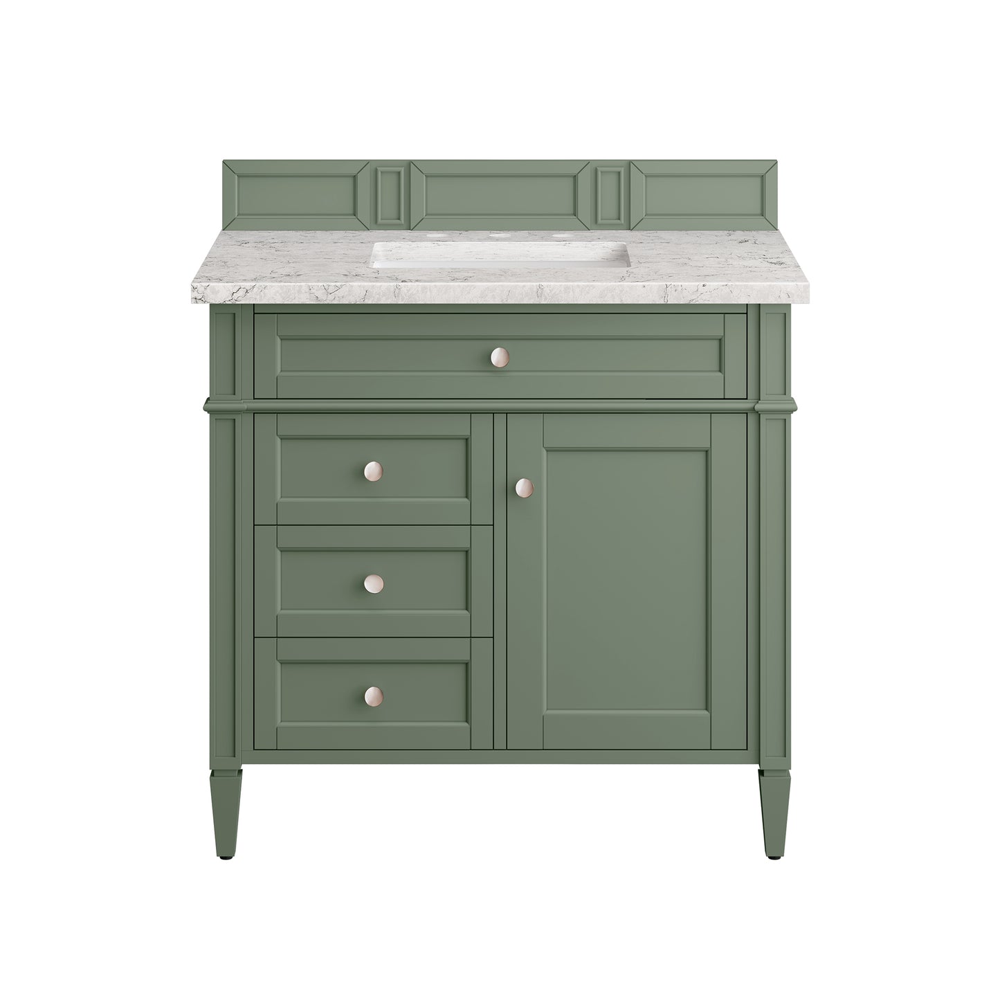 Brittany 36" Single Vanity, Smokey Celadon w/ 3 CM Eternal Jasmine Pearl Top