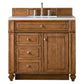 Bristol 36" Single Vanity, Saddle Brown w/ 3 CM White Zeus Quartz Top