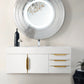 Mercer Island 48" Single Vanity, Glossy White, Radiant Gold w/ Glossy White Composite Stone Top