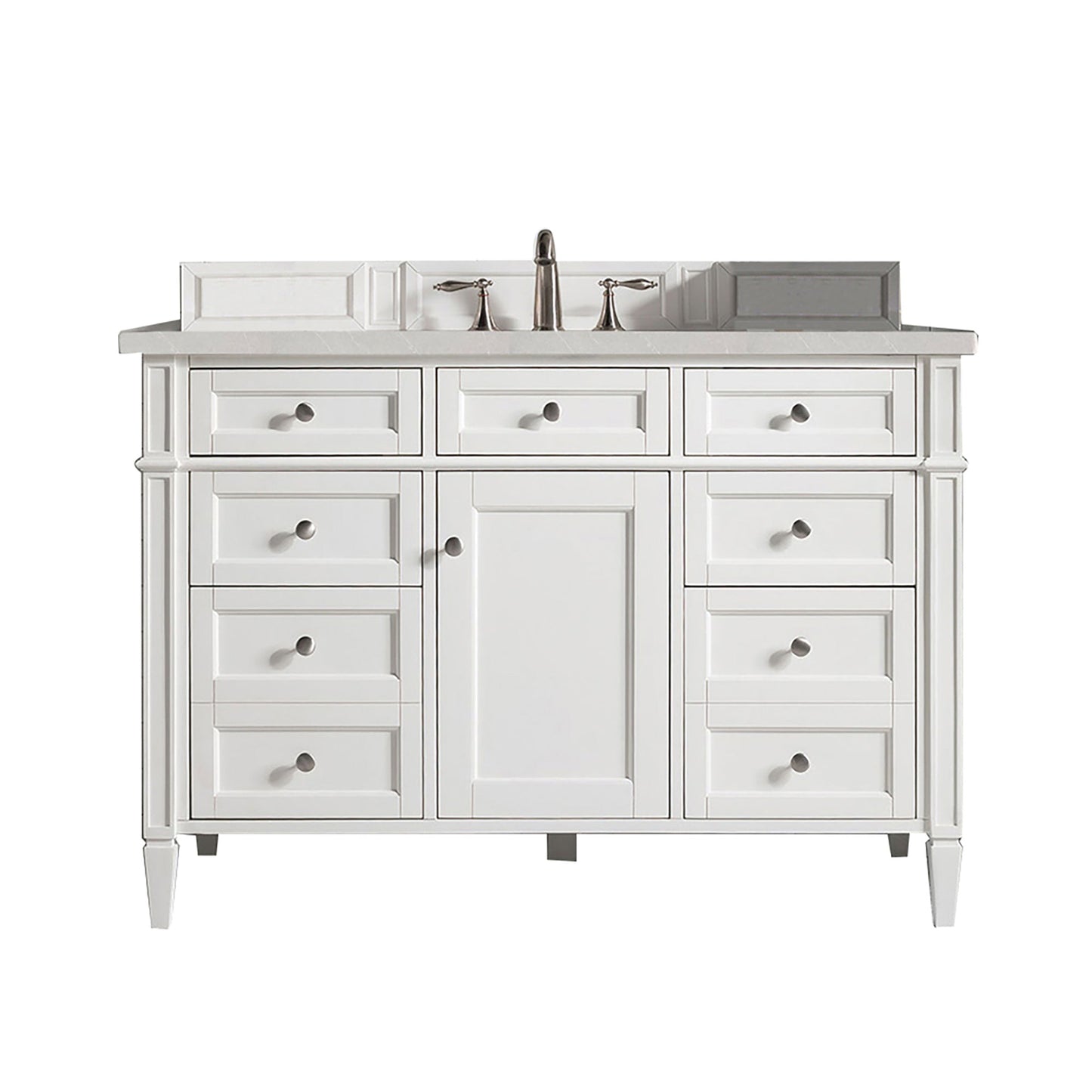 Brittany 48" Single Vanity, Bright White w/ 3 CM Eternal Serena Quartz Top