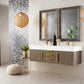 Mercer Island 59" Double Vanity, Ash Gray, Radiant Gold w/ Glossy White Composite Stone Top