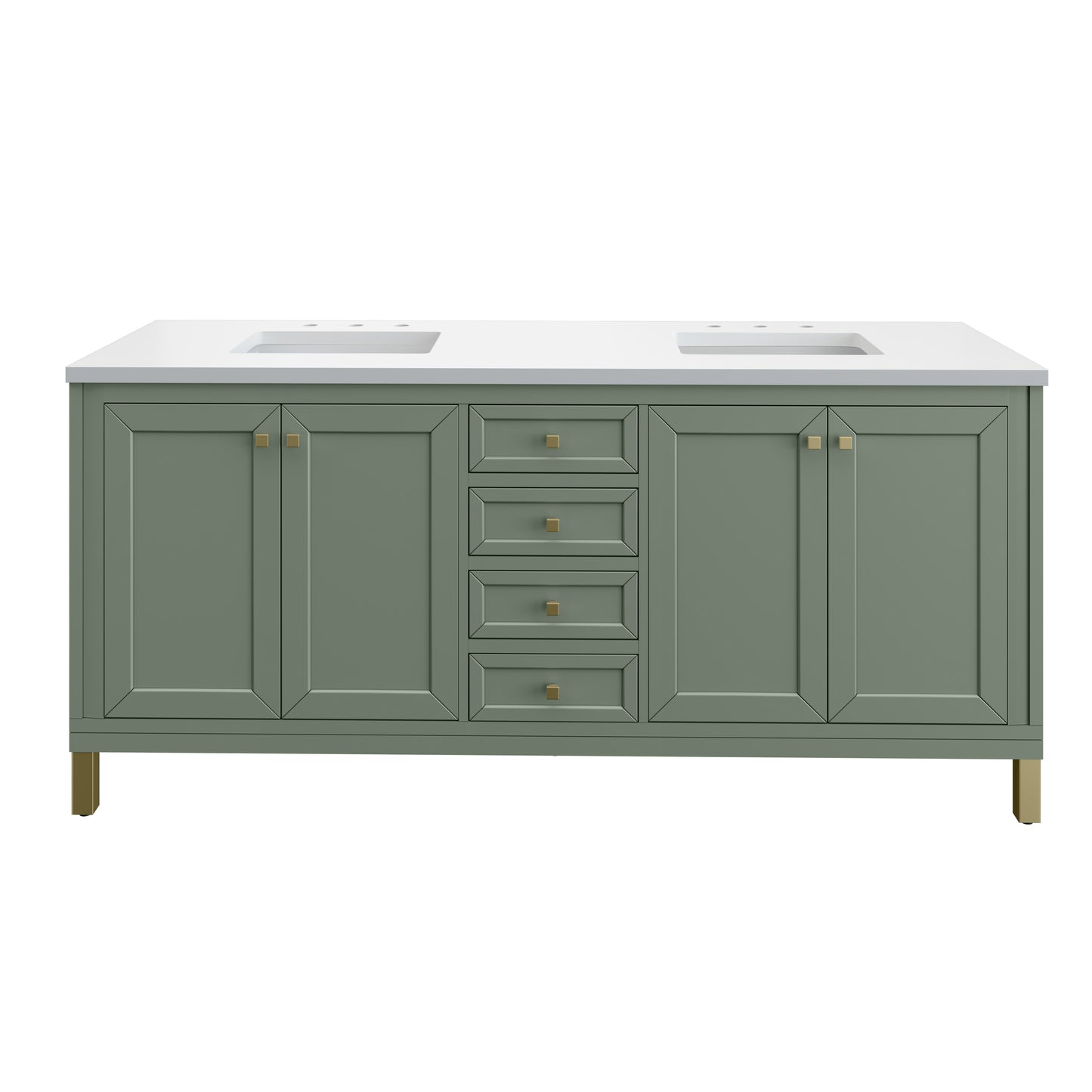 Chicago 72" Double Vanity, Smokey Celadon w/ 3 CM White Zeus Top