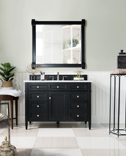 Brittany 48" Single Vanity, Black Onyx w/ 3 CM Carrara Marble Top