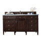 Brittany 60" Single Vanity, Burnished Mahogany w/ 3 CM Carrara Marble Top