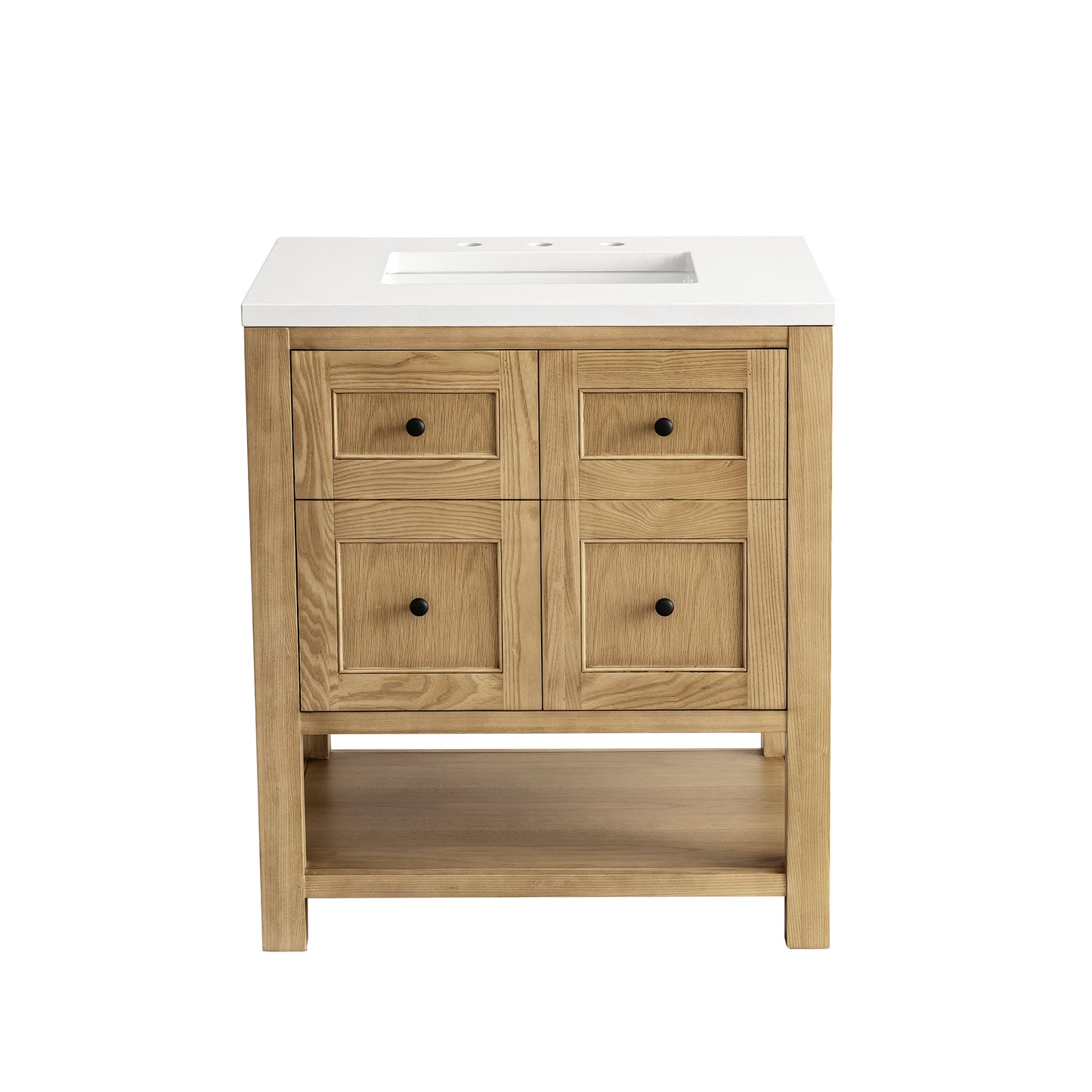 Breckenridge 30" Single Vanity, Light Natural Oak w/ 3 CM White Zeus Top