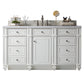 Bristol 60" Single Vanity, Bright White w/ 3 CM Carrara Marble Top