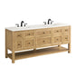 Breckenridge 72" Double Vanity, Light Natural Oak w/ 3 CM White Zeus Top