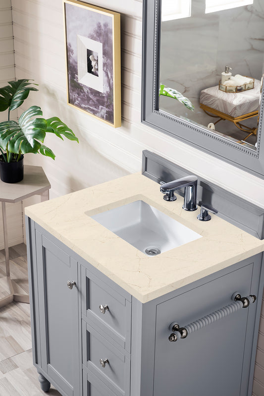 Copper Cove Encore 30" Single Vanity, Silver Gray w/ 3 CM Eternal Marfil Quartz Top