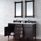 Brittany 60" Double Vanity, Burnished Mahogany w/ 3 CM White Zeus Quartz Top