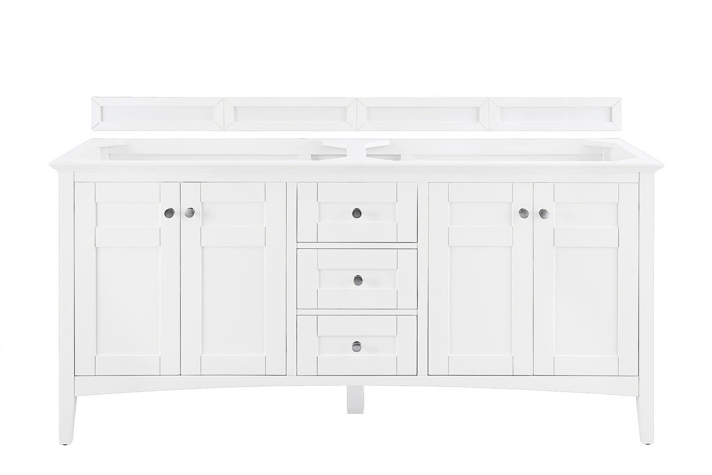 Palisades 72" Double Vanity, Bright White w/ 3 CM Grey Expo Quartz Top