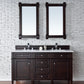 Brittany 60" Double Vanity, Burnished Mahogany w/ 3 CM White Zeus Quartz Top