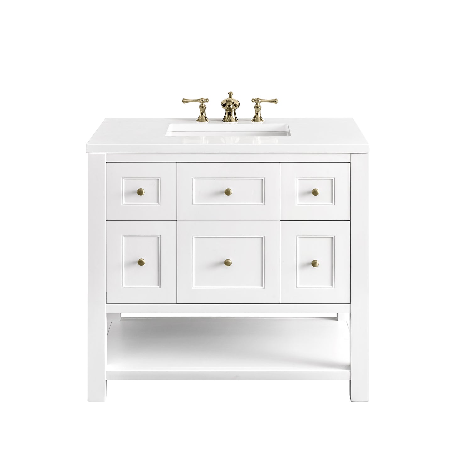 Breckenridge 36" Single Vanity, Bright White w/ 3 CM White Zeus Top