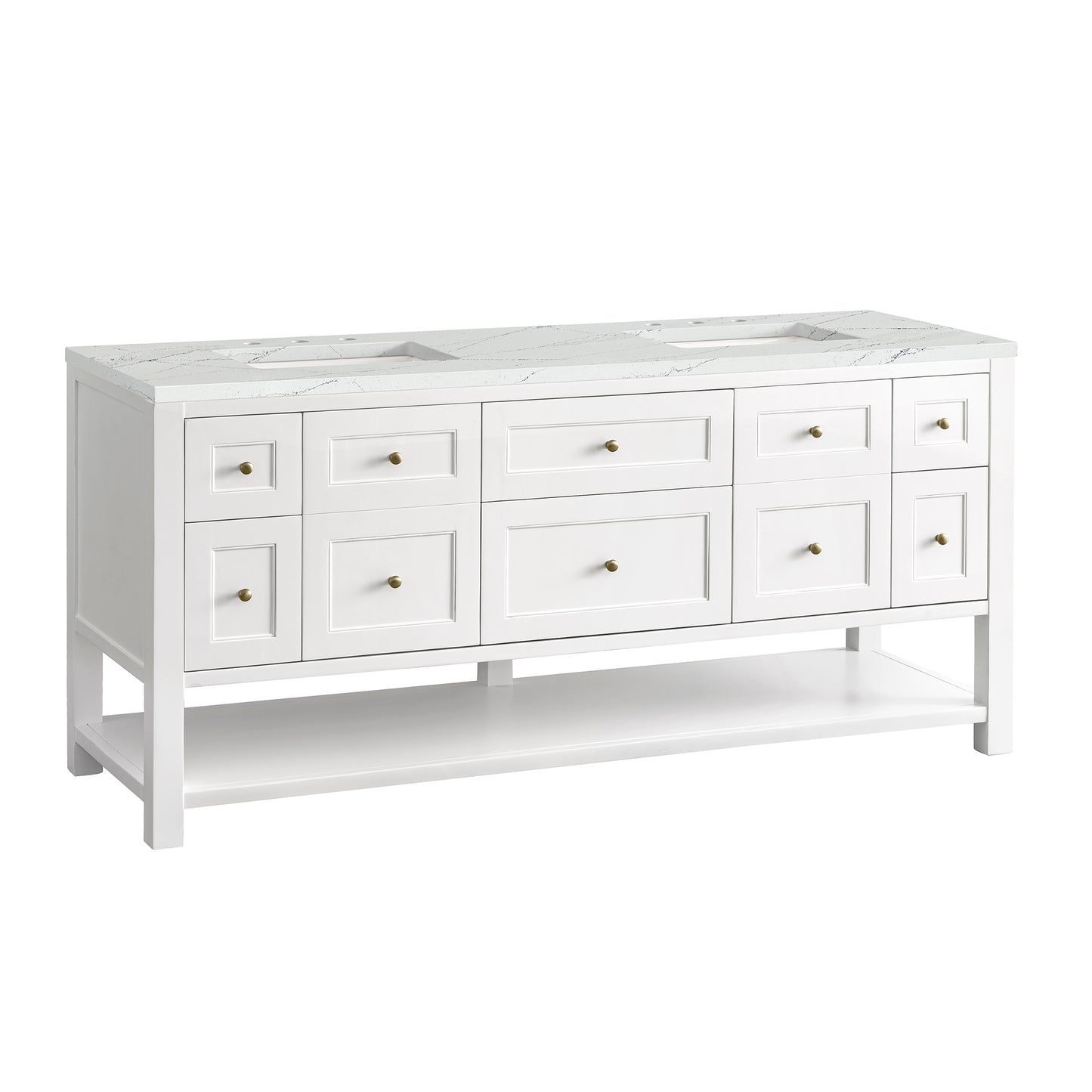 Breckenridge 72" Double Vanity, Bright White w/ 3 CM Ethereal Noctis Top