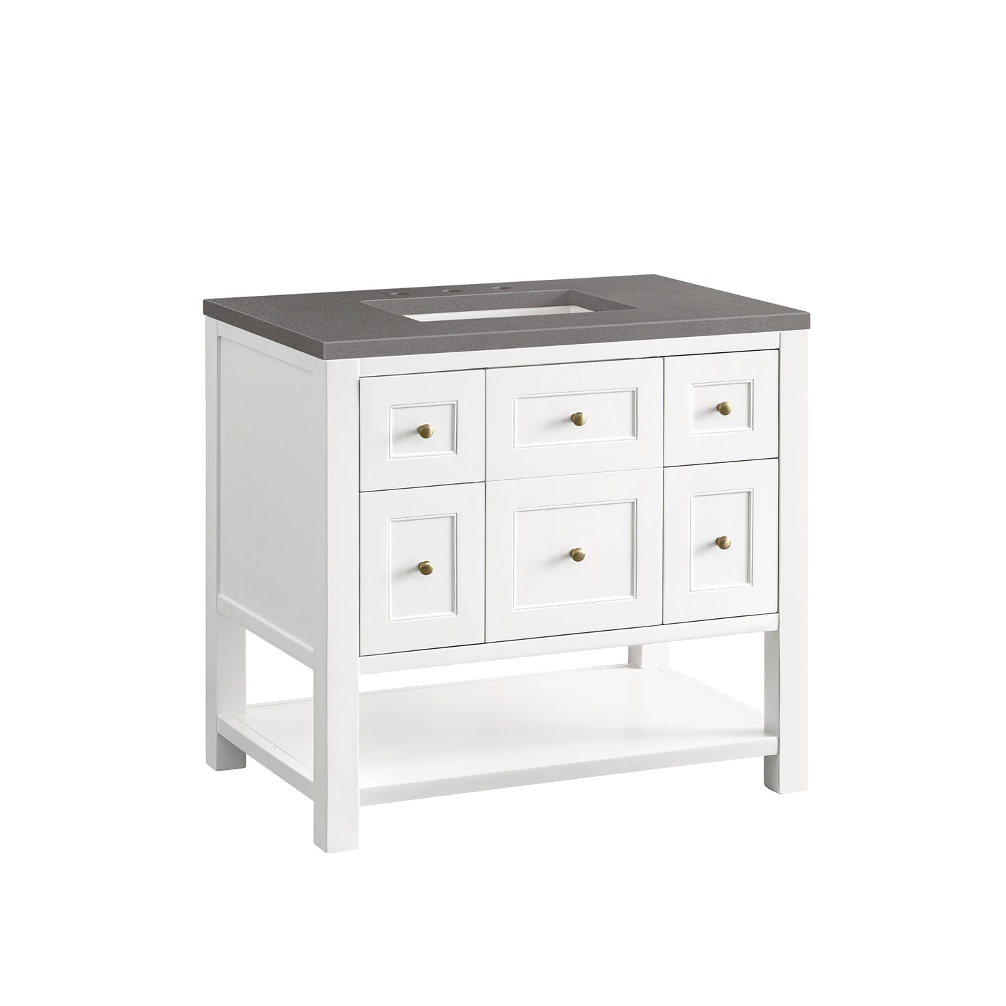 Breckenridge 36" Single Vanity, Bright White w/ 3 CM Grey Expo Top