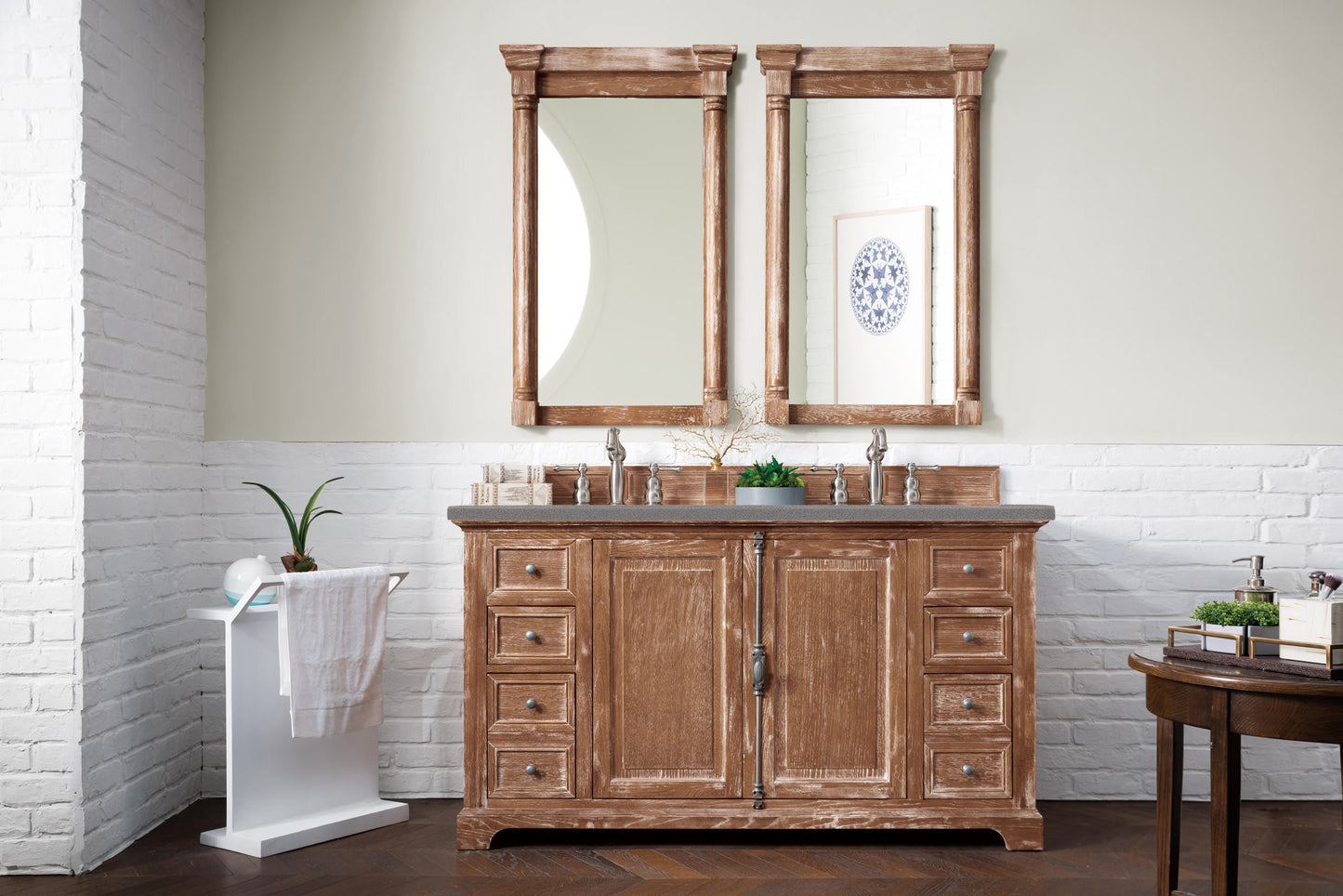 Providence 60" Double Vanity, Driftwood w/ 3 CM Grey Expo Quartz Top