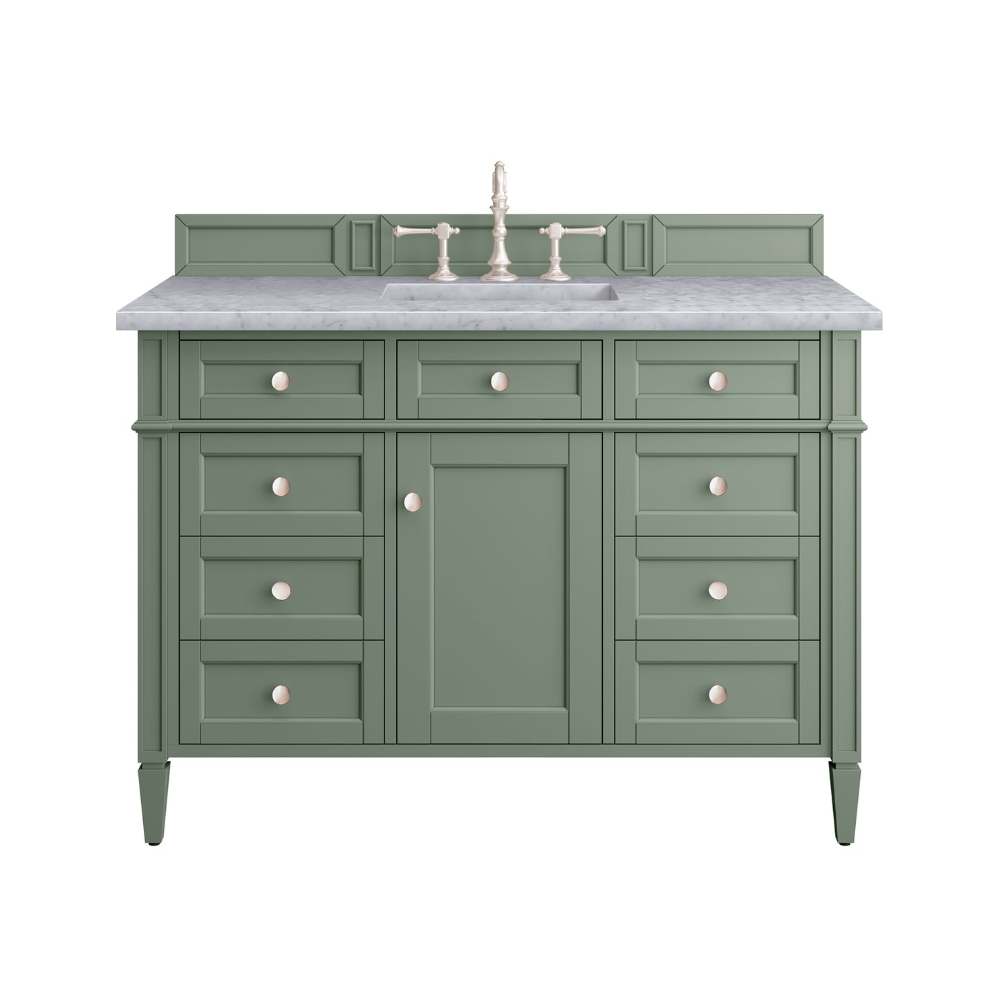 Brittany 48" Single Vanity, Smokey Celadon w/ 3 CM Carrara Marble Top