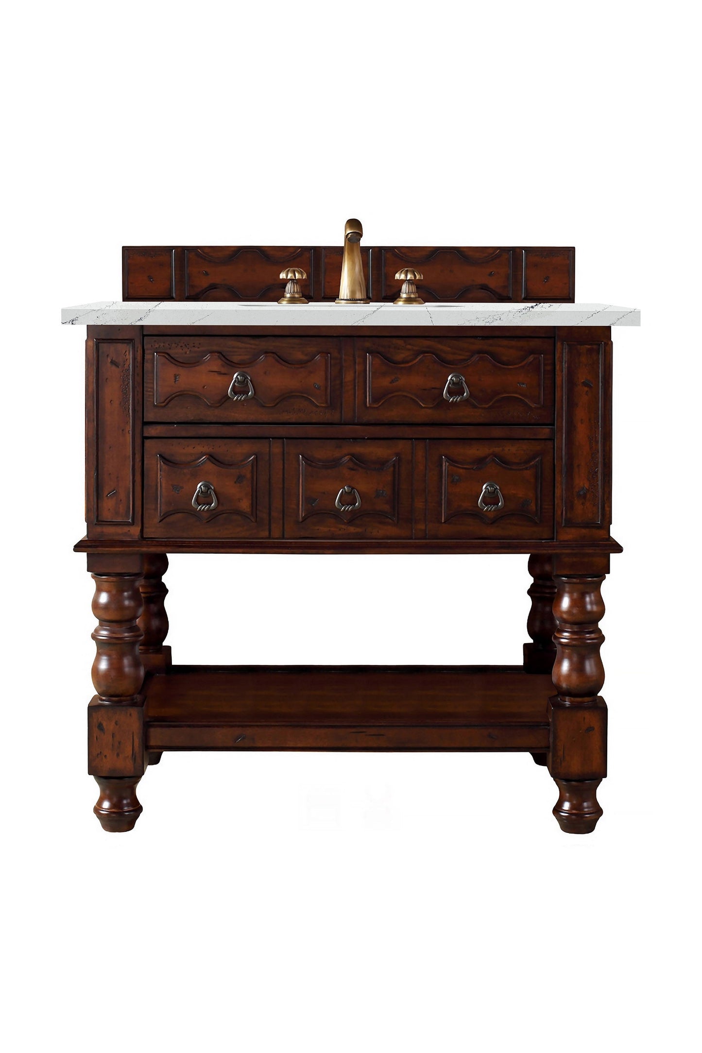 Castilian 36" Single Vanity, Aged Cognac w/ 3 CM Ethereal Noctis Quartz Top