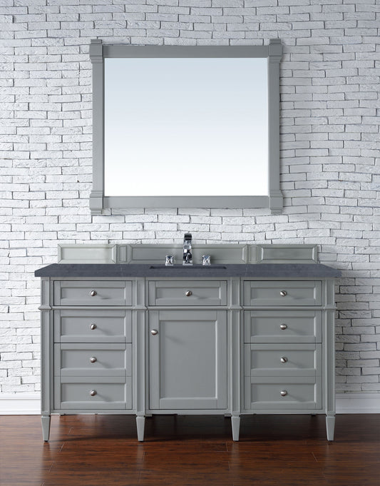 Brittany 60" Single Vanity, Urban Gray w/ 3 CM Charcoal Soapstone Quartz Top