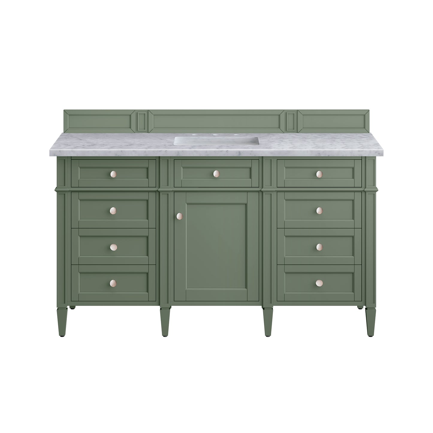 Brittany 60" Single Vanity, Smokey Celadon w/ 3 CM Carrara Marble Top