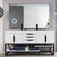 Columbia 72" Double Vanity, Glossy White, Matte Black w/ Glossy White Composite Stone Top