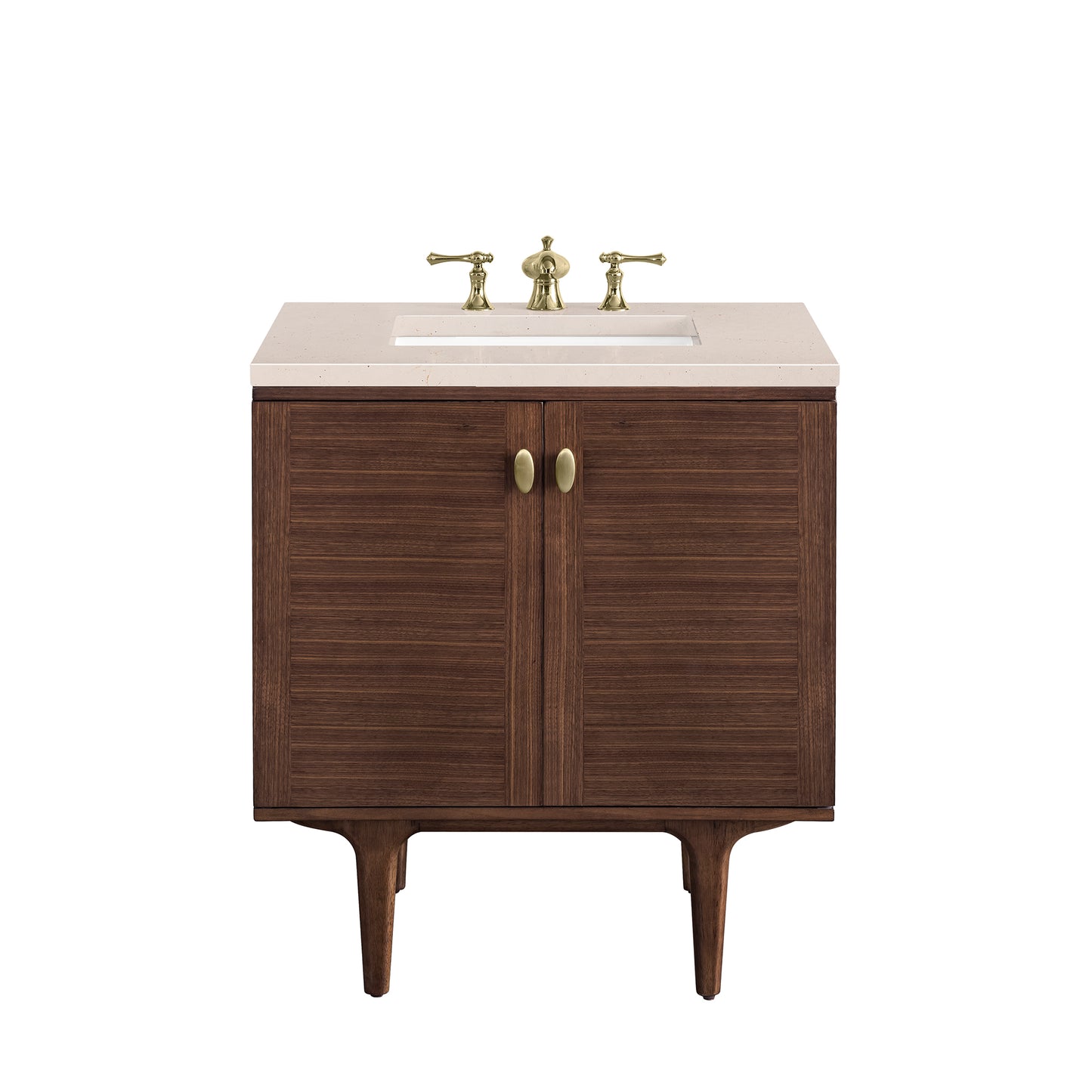 Amberly 30" Single Vanity, Mid-Century Walnut w/ 3 CM Eternal Marfil Top