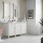 Brittany 60" Double Vanity, Bright White Vanity w/ 3 CM Ethereal Noctis Quartz Top